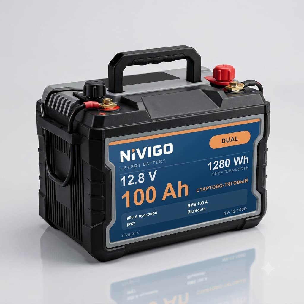 Nivigo Dual 12В 100Ач — стартово-тяговый LiFePO4 — фото 1